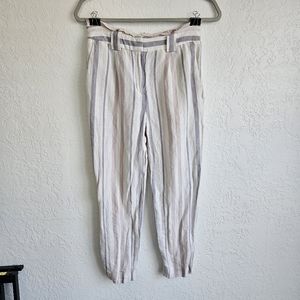 Express HIGH RISE ANKLE pastel Stripe Dress Pant Sz 4R Womens Linen Blend Office